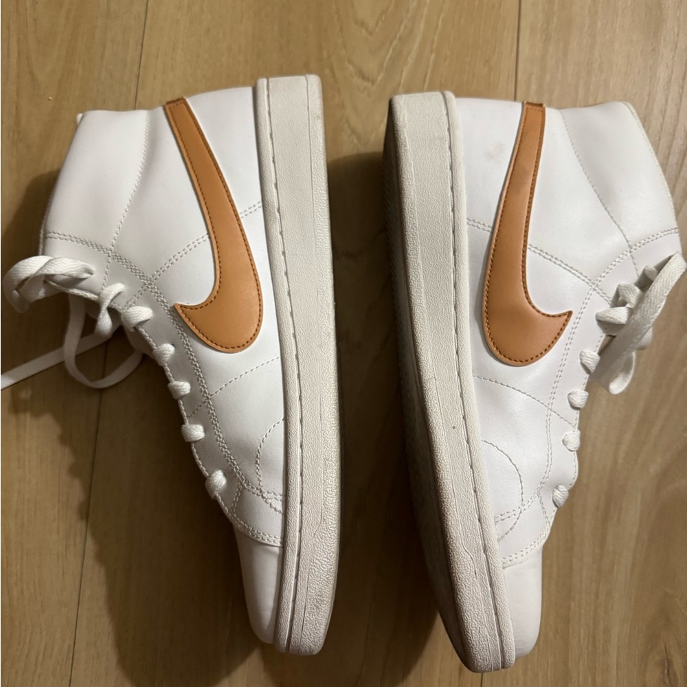 Nike White and Tan High-Top Sneakers